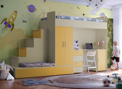 Hochbett mit Stauraum – Funktional für kleines Zimmer und viel Platzbedarf.