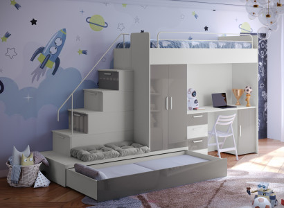 Hochbett aus Holz – Praktische Lösung für das Kinderzimmer oder Studio.