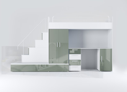 Hochbett aus Massivholz – Für das Kinderzimmer: Platz und Stauraum vereint.