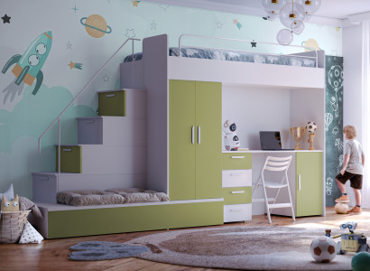 Hochbett aus Holz – Ideal für Kinderzimmer und Platzoptimierung.