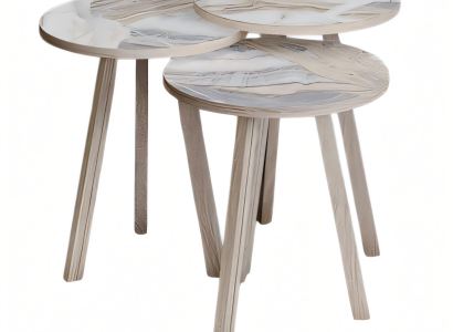 Elegantes Beiges Holz Couchtisch-Set im modernen Stil