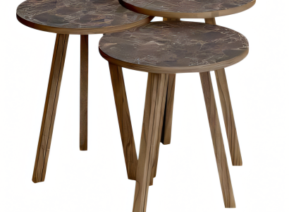 Elegantes braunes Holz Couchtisch-Set im modernen Stil