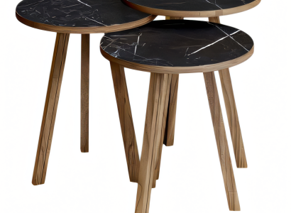 Elegantes schwarzes Couchtisch-Set aus Holz im modernen Design