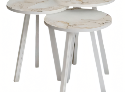 Elegantes Beiges Holz Couchtisch-Set in modernem Design