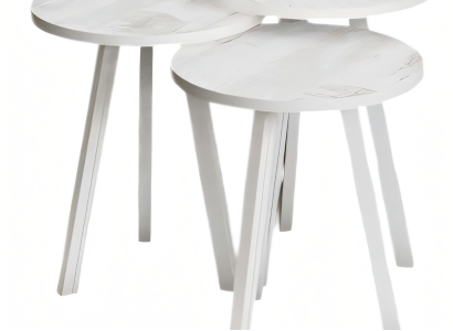 Elegantes Weißes Holz Couchtisch-Set Modern Wohnzimmermöbel