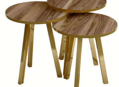 Elegantes braunes Couchtisch-Set aus Holz und Metall