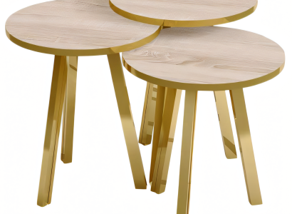 Elegantes braunes Couchtisch-Set aus Holz und Metall