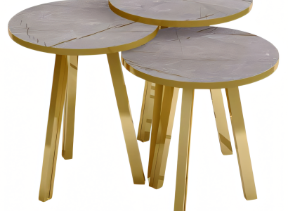 Elegantes graues Couchtisch-Set aus Holz und Metall