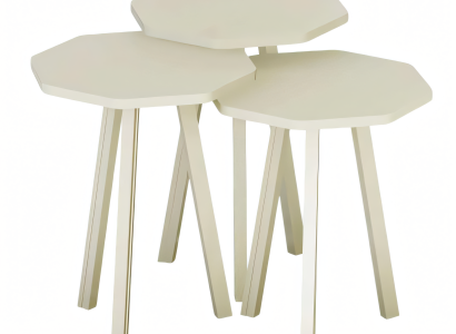 Elegantes weißes Couchtisch-Set aus Holz im modernen Design