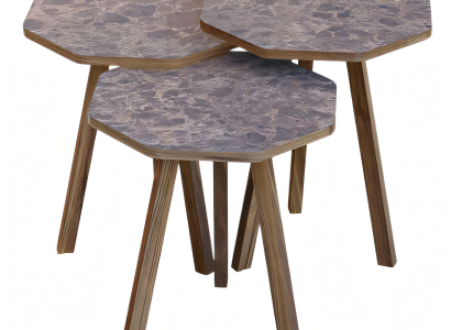 Elegantes braunes Holz Couchtisch-Set im modernen Design