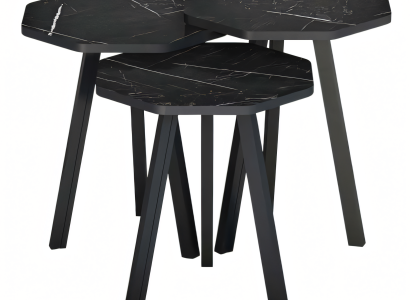Elegantes schwarzes Holz Couchtisch-Set modern und robust