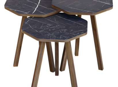 Elegantes schwarzes Couchtisch-Set aus Holz im modernen Stil