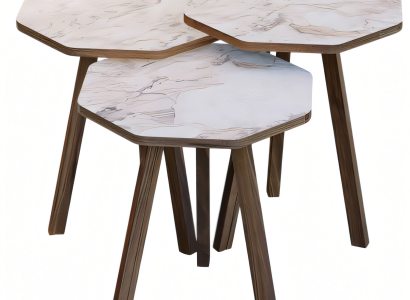 Elegantes graues Couchtisch-Set aus Holz im modernen Design