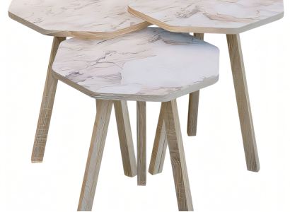 Elegantes Beiges Holz Couchtisch-Set in modernem Stil