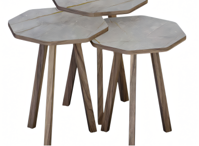 Moderner grauer Holz-Couchtisch-Set für Wohnzimmer