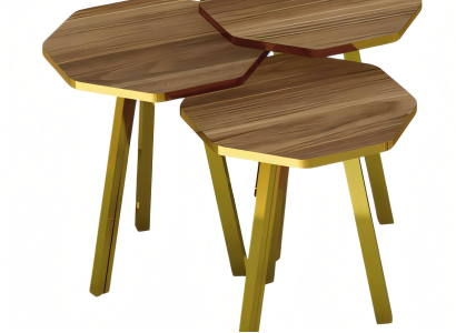 Elegantes braunes Couchtisch-Set aus Holz und Metall