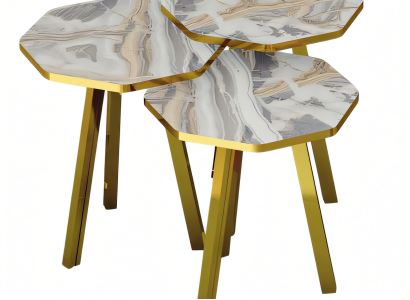 Moderner grauer Couchtisch aus Holz und Metall
