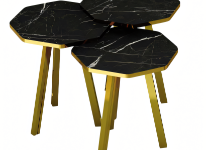 Elegantes schwarzes Couchtisch-Set aus Holz und Metall