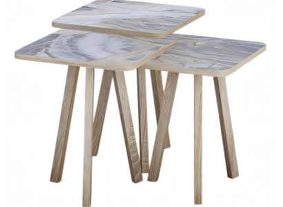 Moderner grauer Holz-Couchtisch-Set mit klaren Linien