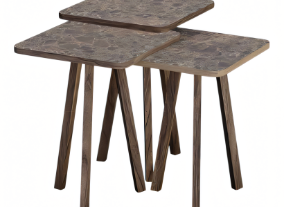 Elegantes braunes Holz Couchtisch-Set im modernen Design