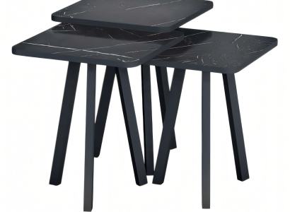 Schwarzes Holz Couchtisch-Set Modern Elegant Wohnzimmermöbel