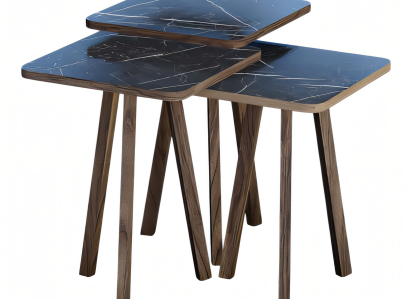 Elegantes schwarzes Couchtisch-Set aus Holz im modernen Stil