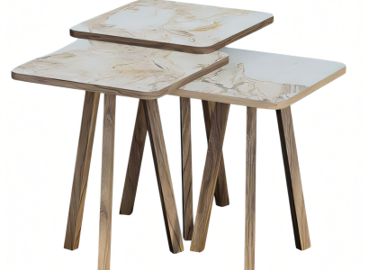 Couchtisch-Set aus Holz in Beige, eleganter moderner Stil
