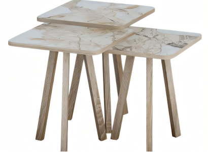 Elegantes Beiges Holz Couchtisch-Set modern stilvoll