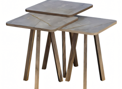 Grauer Holz Couchtisch-Set Modern Elegant