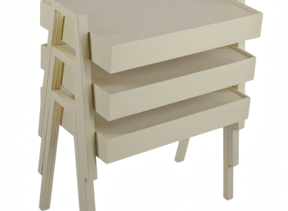 Weiße Holz Couchtisch-Set modern elegant für Wohnzimmer