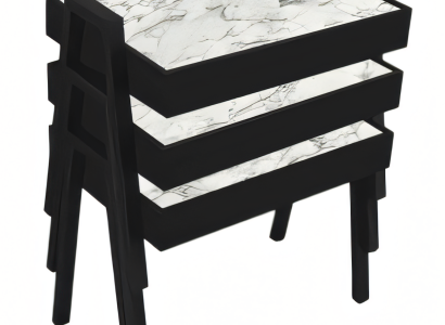 Elegantes schwarzes Holz Couchtisch-Set im modernen Stil