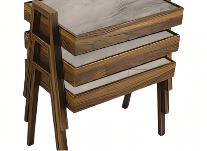 Moderner grauer Holz-Couchtisch-Set für Wohnzimmer