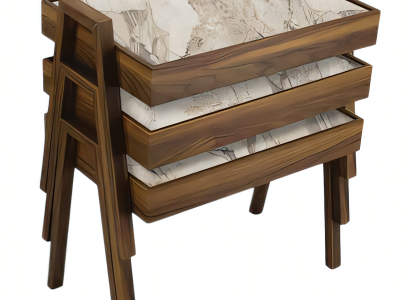 Elegantes Beigefarbenes Couchtisch-Set aus Holz im modernen Stil