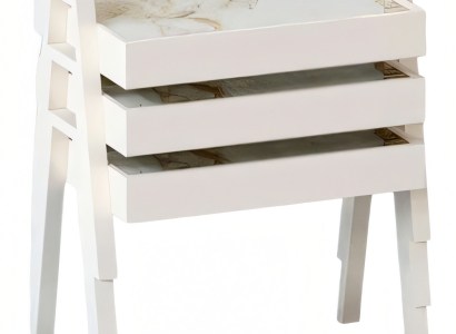 Elegantes weißes Couchtisch-Set aus Holz im modernen Design