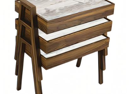 Elegantes graues Couchtisch-Set aus Holz im modernen Stil