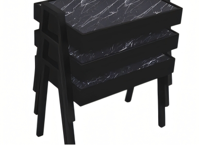 Elegantes schwarzes Couchtisch-Set aus Holz im modernen Design