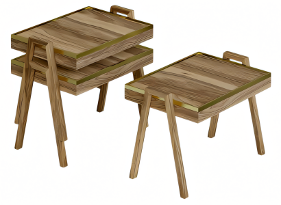 Couchtisch-Set aus Holz in Braun modern minimalistisch