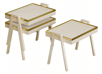 Couchtisch-Set aus Holz in Beige modern elegant