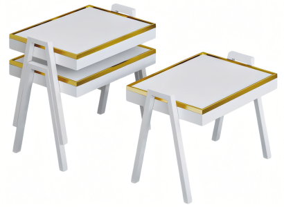 Elegantes weißes Couchtisch-Set aus Holz im modernen Stil