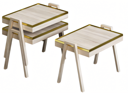 Elegantes Beiges Holz Couchtisch-Set im modernen Stil