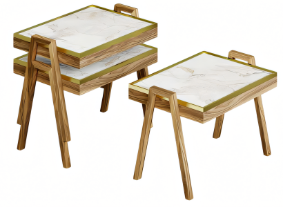 Couchtisch-Set aus Holz in Beige modern elegant