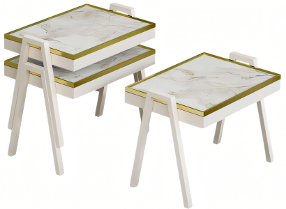 Weißes Holz Couchtisch-Set modern elegant