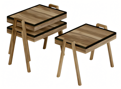 Eleganter brauner Holz-Couchtisch-Set im modernen Design