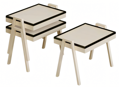 Couchtisch-Set aus Holz in Beige, eleganter moderner Stil