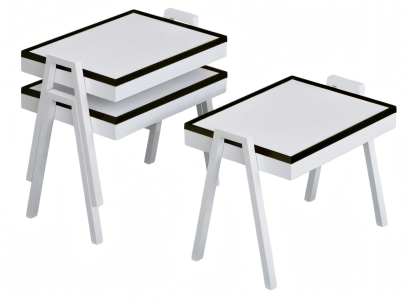 Elegantes weißes Couchtisch-Set aus Holz modernes Design