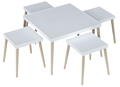 Elegantes weißes Wohnzimmer-Set aus Holz mit modernem Design