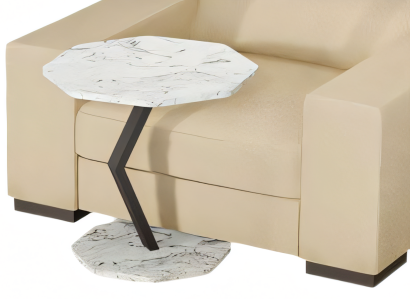 Weißer Beistelltisch aus Holz mit Edelstahl modern