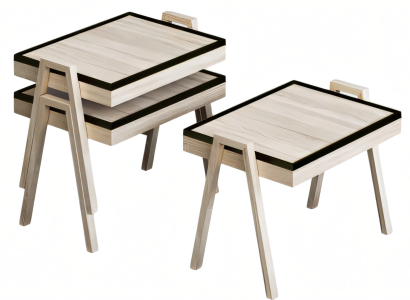 Couchtisch-Set aus Holz in Beige modern und stilvoll