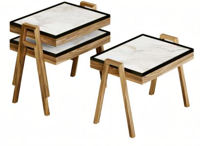 Couchtisch-Set aus Holz in Beige modern eleganter Wohnstil