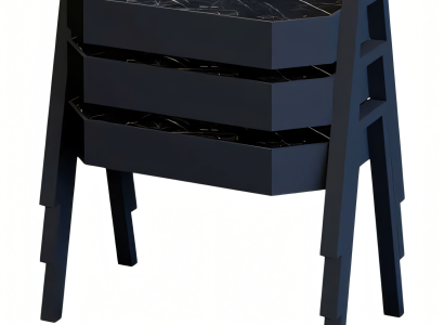Elegantes schwarzes Couchtisch-Set aus Holz im modernen Design